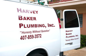 Harvey Baker Plumbing technician on the job